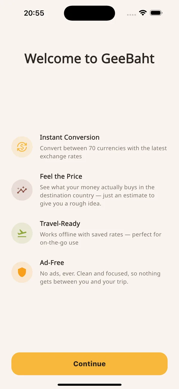 GeeBaht welcome screen